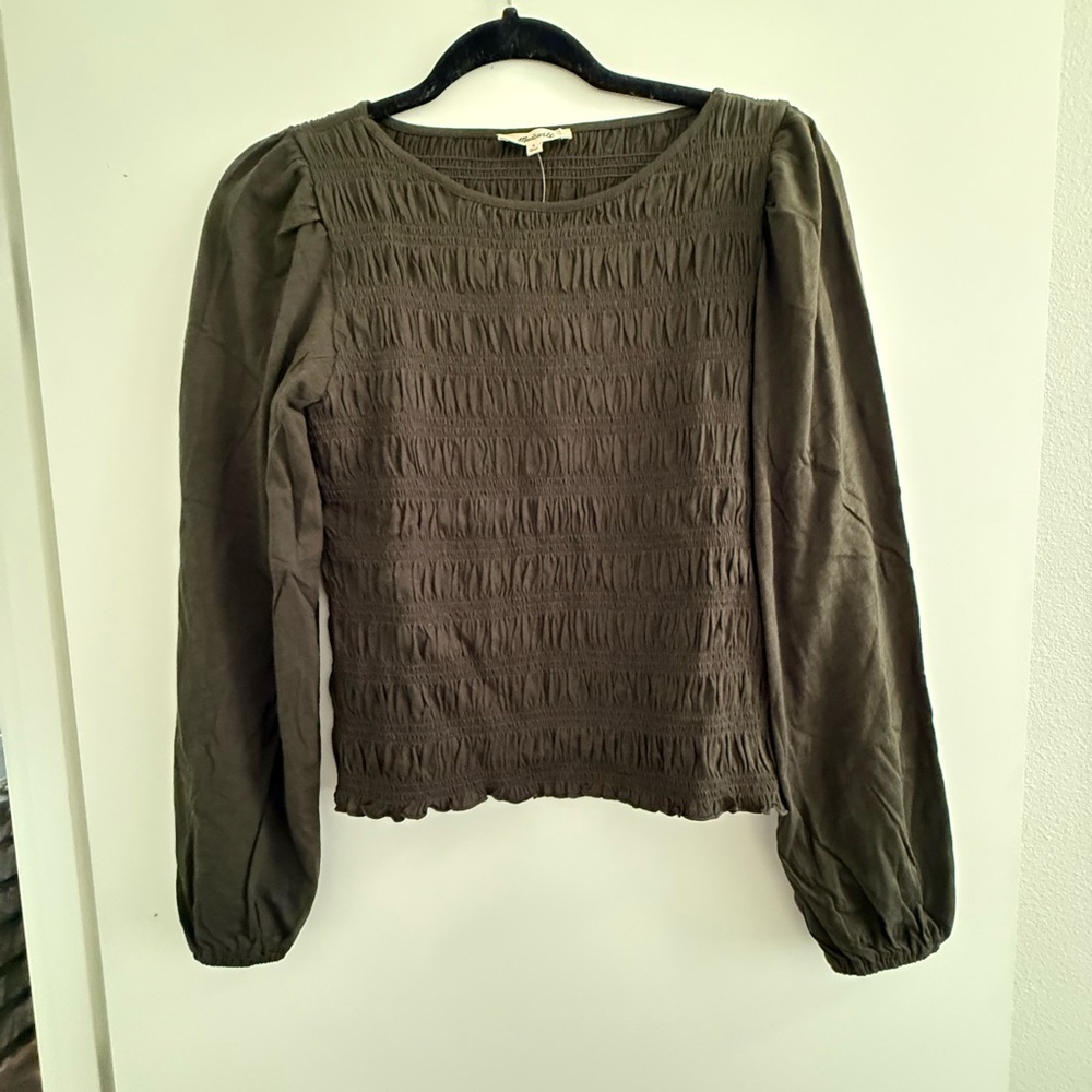 Madewell Smocked Boatneck Top